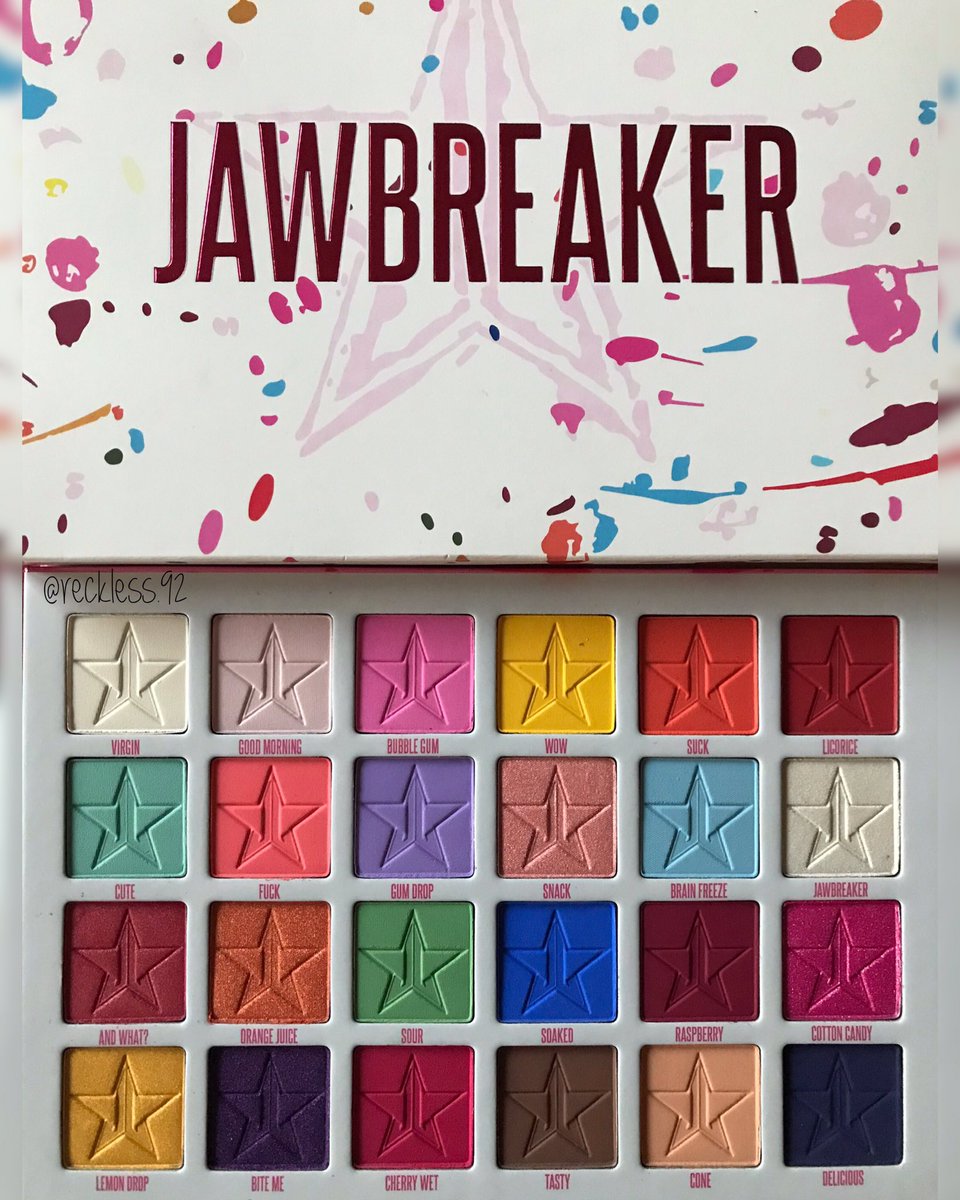 RecklessGirl92's tweet photo. #JawbreakerPalette is like a 🌈 
Below is the video 🤤 💖
@JeffreeStar 
#JeffreeStar #JeffreeStarCosmetics #VeganEyeshadowPalette #VeganMakeup #CrueltyFree #CrueltyFreeEyeshadowPalette #CrueltyFreeMakeup #EyeshadowPalette #PressedPigment #PressedPigments #Makeup #MakeupLover https://t.co/oVVZ83rmBy