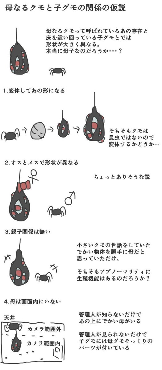 6人目のサメの餌 En Twitter 母なるクモと子グモの関係を考える 母グモが子グモを生産できるとしたらこの前の繭41個でかなりの数が増えてそう