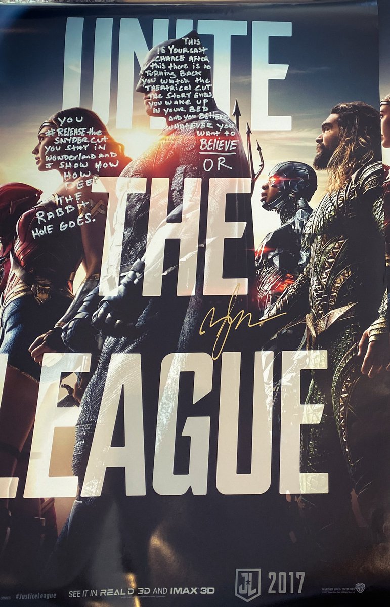 "THIS IS YOUR LAST CHANCE - after this there is no turning back! You watch the Theatrical Cut, the story ends. You wake up in your bed and you believe whatever you want to BELIEVE - OR you #ReleaseTheSnyderCut! You stay in Wonderland and I show you how deep the rabbit hold goes"