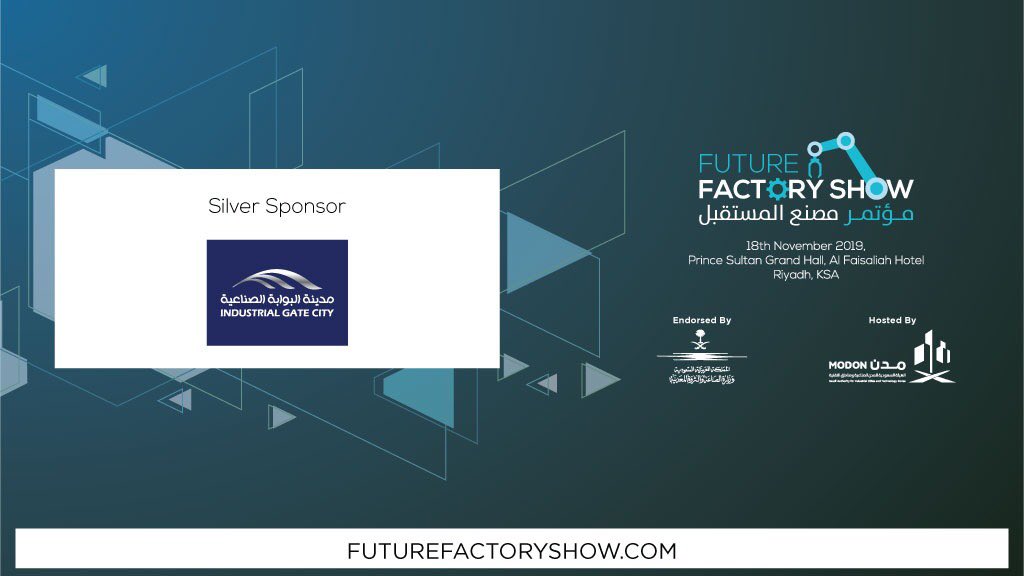 futurefactory19's tweet photo. Silver Sponsor - Industrial Gate City at Future Factory Show. #ffs19 #futurefactoryshowksa https://t.co/Mcbk95aEFh