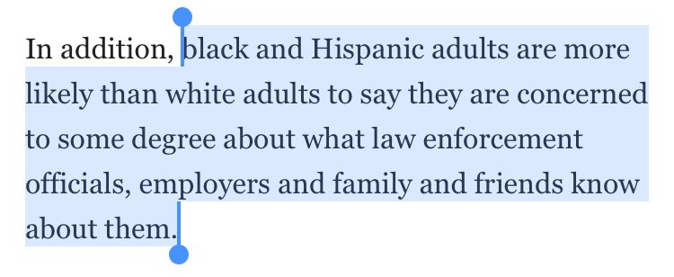 The #Colorofsurveillance remains relevant. We continue to craft privacy rules for the white middle class, but they aren’t the community most concerned about and in need of privacy protections.