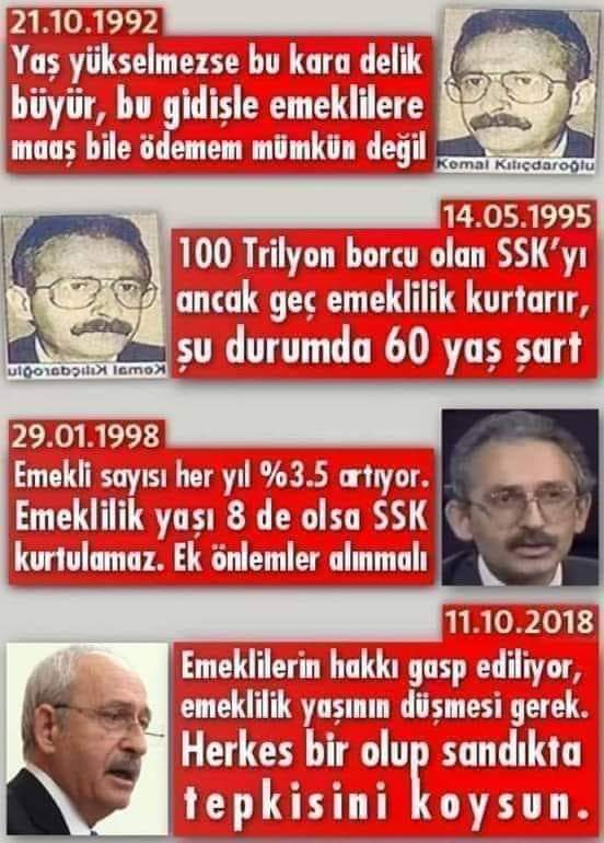 Dün bunları diyen adam, bugün eyt liler için " meraklanmasınlar sorunlarını cozecegiz" demiş. Hadi onu anlıyorum da bu adamı alkışlayıp oy veren, onunla siyaset yapanları anlamak ta zorluk çekiyorum..... Anlayan var ise beri gelsin....
