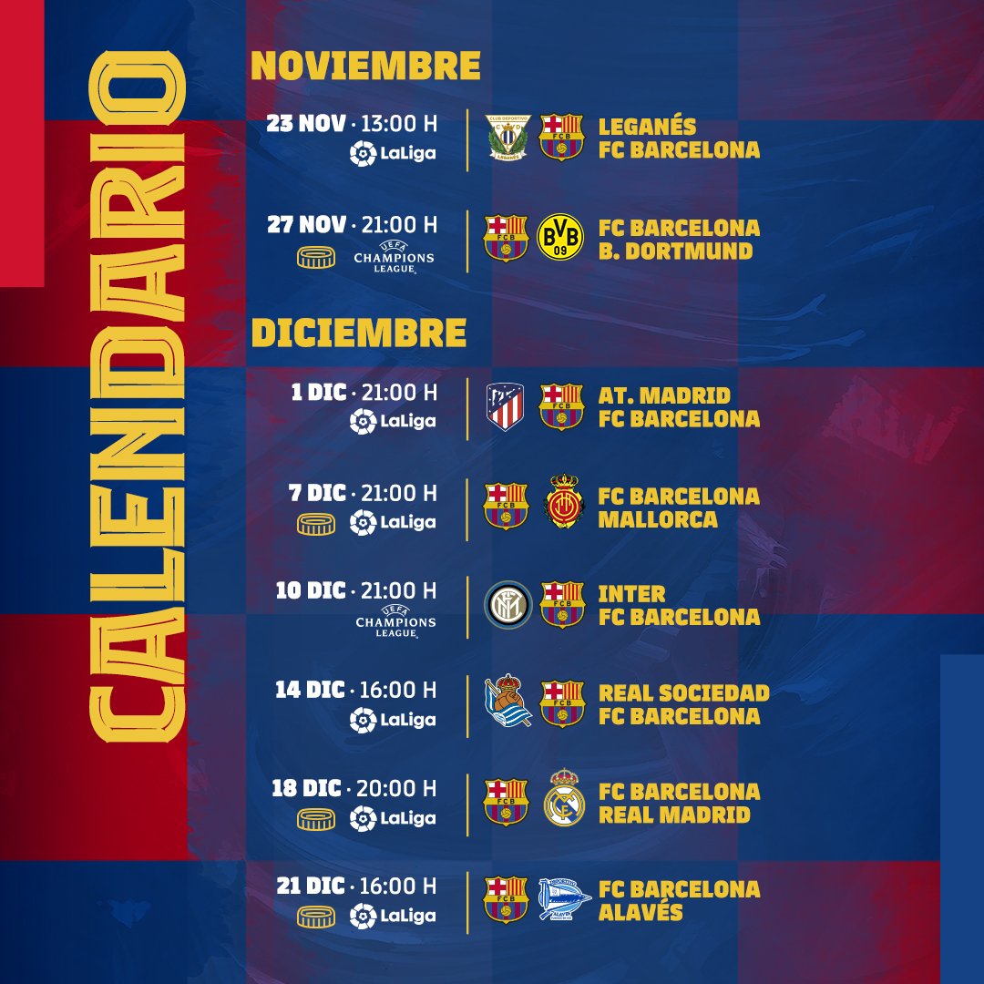 Calendario del barsa en liga