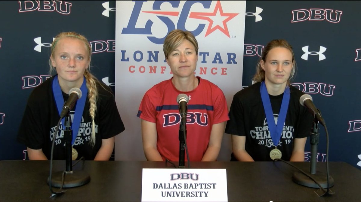 LoneStarConf's tweet photo. Hear from @DBUAthletics women's soccer after their 2019 #LSCwsoc Tournament Championship! 🎙️⚽🏆

🔗 - https://t.co/RGxReGXKx6 https://t.co/jJx6QFQ6Nl