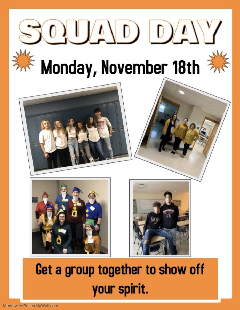 We start Spirit Week with Squad Day TOMORROW!!!!! #SpiritWeek2019 <a href="/JanetParlato/">Janet Parlato</a> @MrTomHogrefe <a href="/MrsNCote/">Nicole Cote</a> <a href="/Classof2020WHS/">WHS Class of 2020</a> <a href="/whs_2021/">WHS Class Of 2021</a> <a href="/22_whs/">WHS Class Of 2022</a> @classof232 <a href="/WHSN_CT/">WHS News</a>
