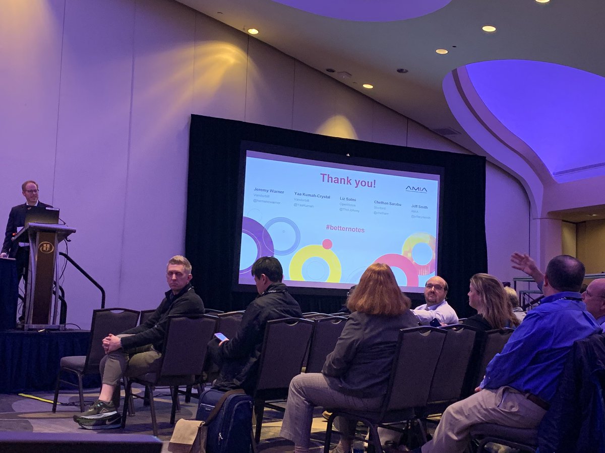 SkyCorby's tweet image. Attended my first session and it was definitely an interesting one on clinical documentation! #AMIA2019 #betternotes