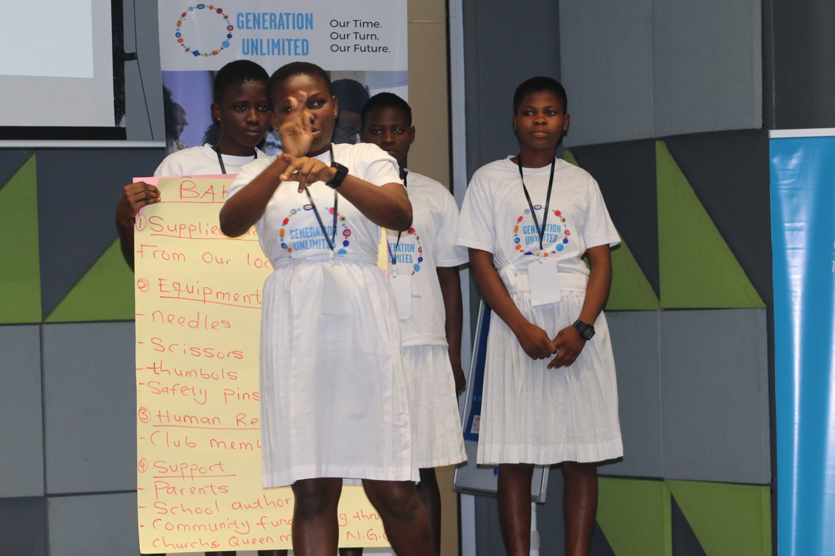 AshesiDesign's tweet photo. @UNICEFGhana @EcobankGhanaLtd @victoriaquaynor KiDeaf Girls Ambassadors is a hearing-impaired all girls team that is working to improve menstrual hygeine amongst deaf pupils in schools by creating awareness and teaching these girls how to make and use hand-made pads. https://t.co/j37xOPyGJN