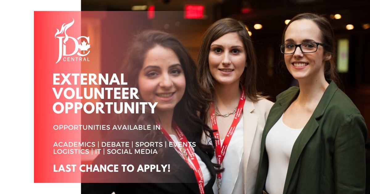 Looking to be a part of #JDCC2020 hosted at <a href="/BrockUniversity/">Brock University</a>? 

<a href="/jdccentral/">JDC Central</a> is looking for dynamic students and alumni to help out in the various roles at the competition!

Applications are due on TUESDAY  so click here to apply: bit.ly/2KunjjA

#volunteer #jdcc