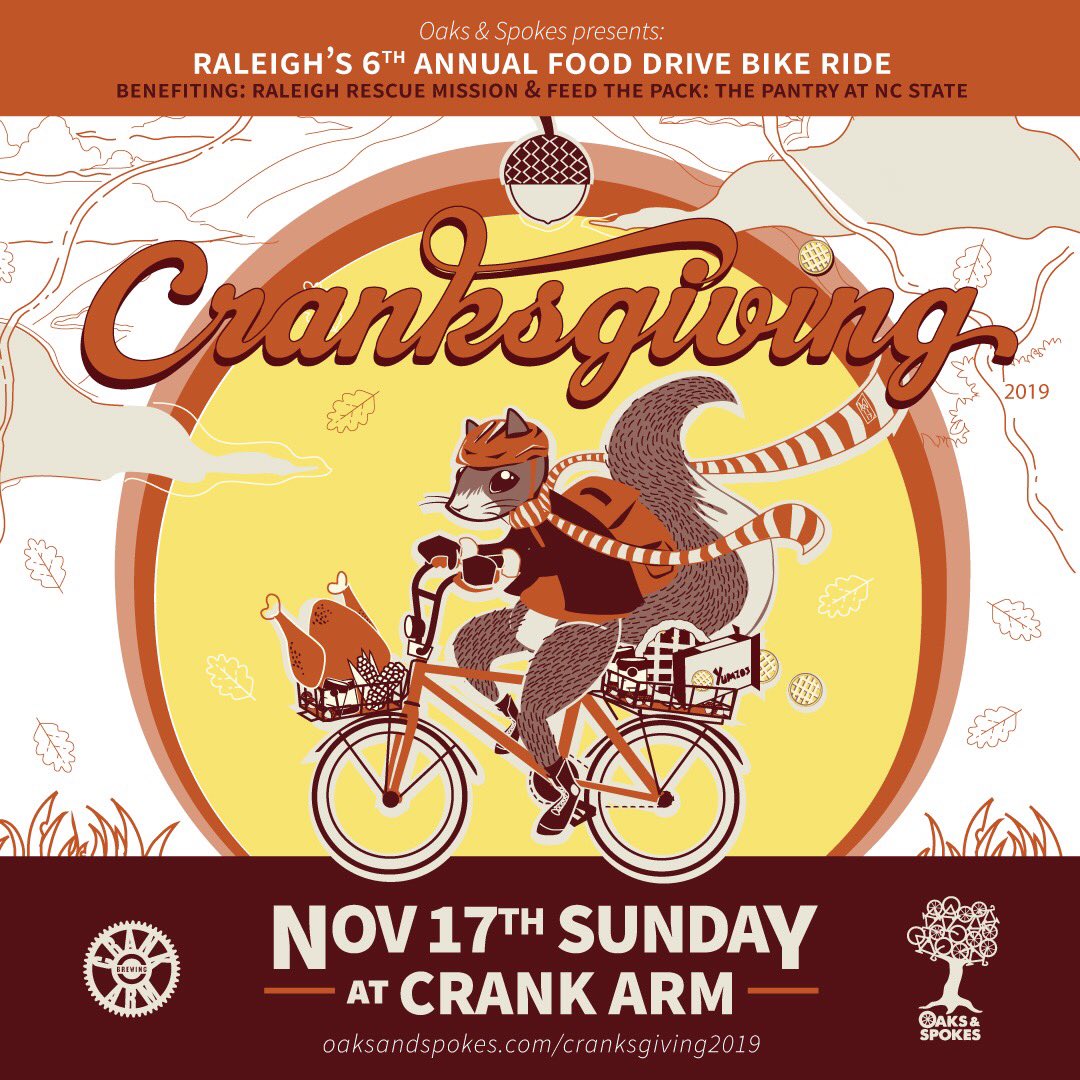 MassTransitLady's tweet photo. ✅~ @CitrixCycle key
✅~ @GoRaleighNC GoPass
✅~ Backback
✅~ $
✅~ Cranksgiving bound to @CrankArmBrew for the FUN food drive fundraising event hosted by @OaksAndSpokes
Come on down to enjoy the spirit of givin’ in #RLGH. #AllAreWelcome 🧡 https://t.co/NwdzbDS7qN