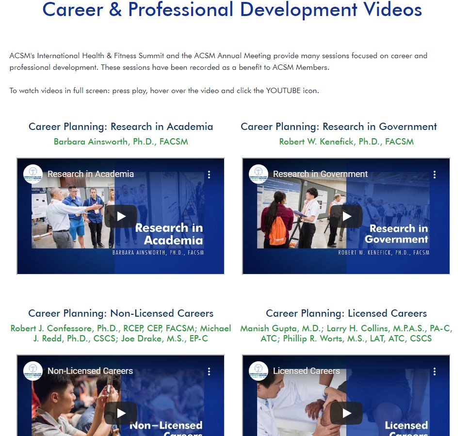 ACSMNews's tweet image. Why not take some time for your career planning on this Sunday afternoon?

ACSM members can access a number of career and professional development videos recorded at #ACSM19 and the #ACSMSummit!

Member exclusive | Must login with your ACSM ID: ow.ly/N9DZ50xcocE