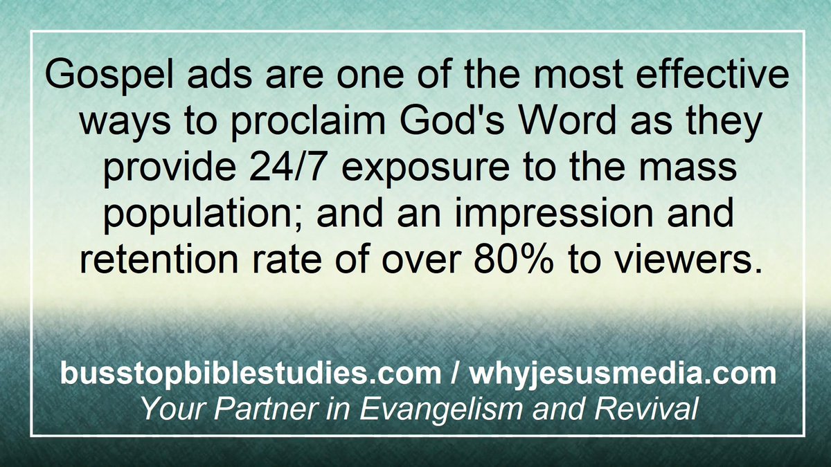 To sponsor Gospel ads on transit please go to: busstopbiblestudies.com and to sponsor Gospel ads on billboards, bins and benches go to: whyjesusmedia.com