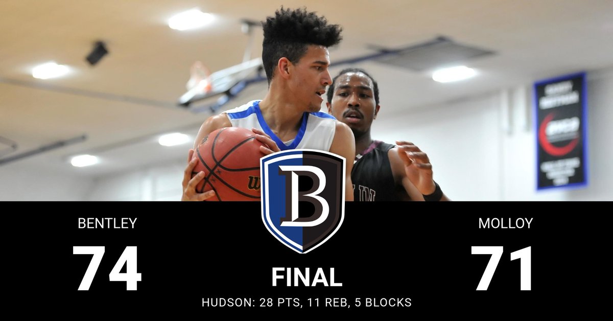 After trailing by as many as 13, Bentley stormed back in the 2nd half and held on for a 74-71 win over visiting Molloy. Falcons now off to a 3-0 start #BentleyU #BentleyNation #NE10Embrace