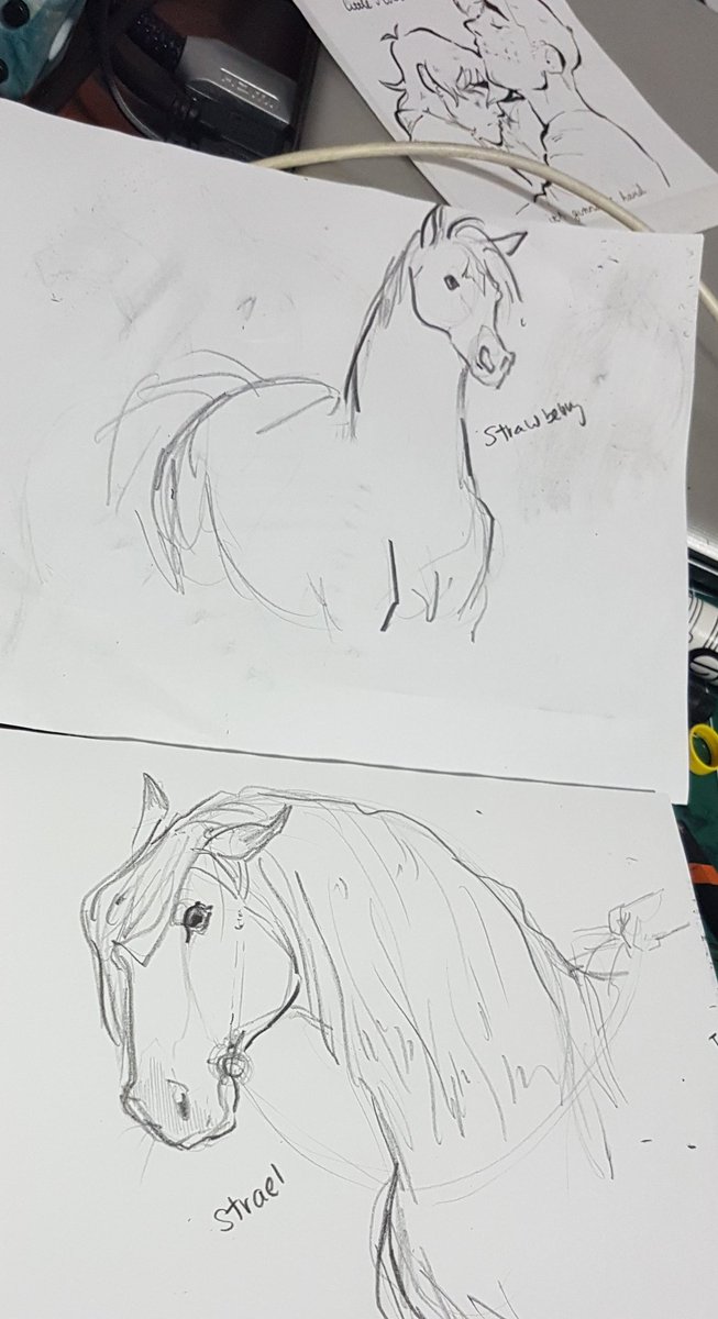 tfw a sudden overwhelming ex horse girl urge makes u draw Keith's fanfic horses.... amirite.. or is that.. too specific..  Strawberry and Stræl from <a href="/saltyshiro/">saltyshiro</a> 's fics cause i have no self control???