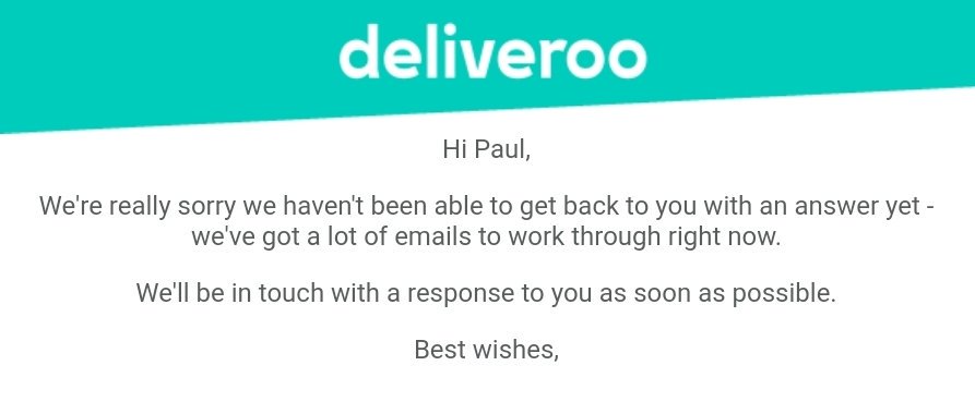 RtwRoo's tweet photo. After speaking to a fellow rider today, I have decided to show the world how much @Deliveroo and @WillShuRoo really do consider us cyclists as disposal couriers! One screenshot is of Paul's initial email, the other is Deliveroo's only response, 48 hours later! #ShameOnRoo! https://t.co/nxEDU5XeiL