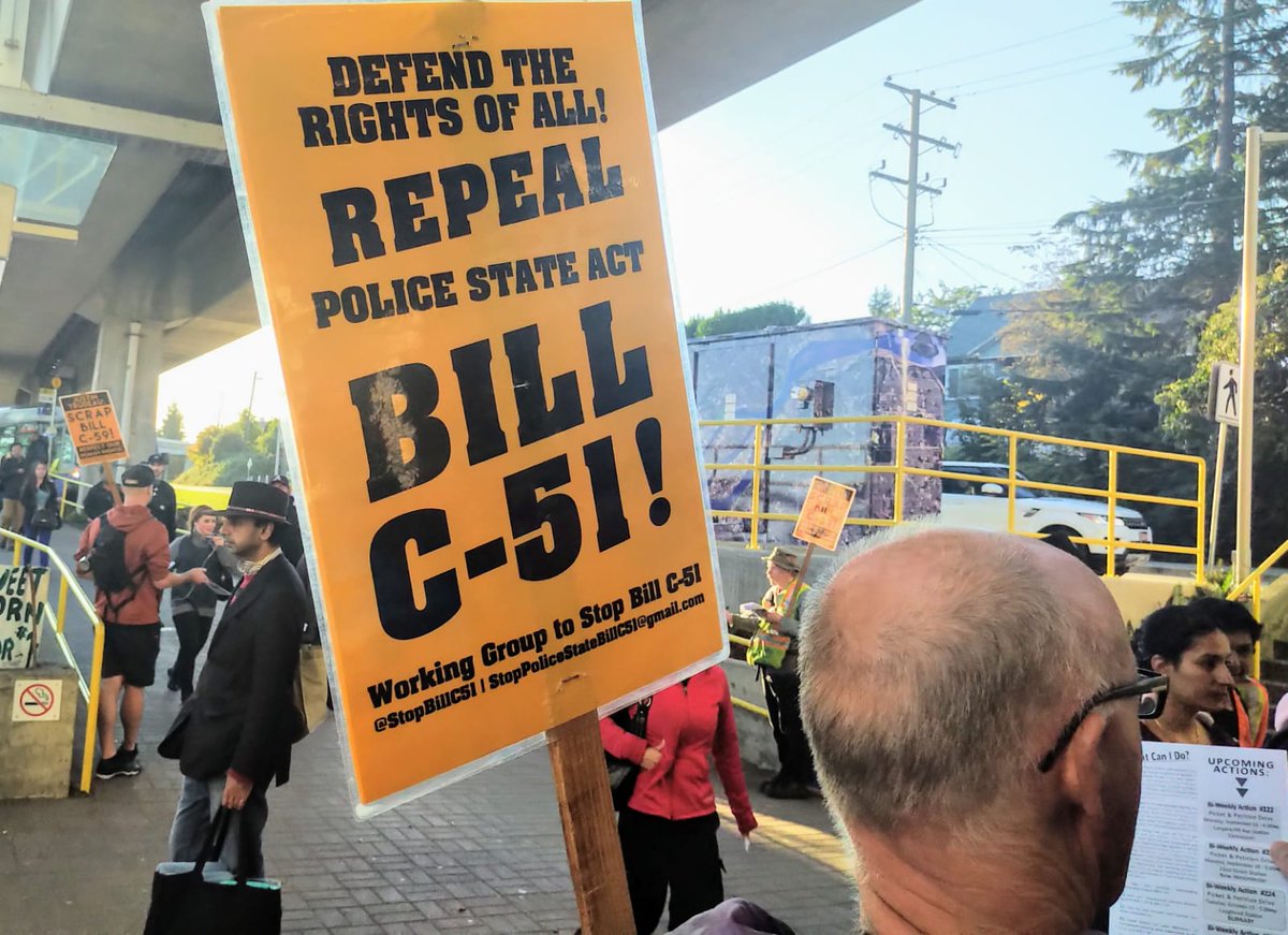 StopBillC51's tweet photo. MONDAY NOV. 18 "Repeal Bill C-51 &amp; 59!" 226th Bi-Weekly Action - New West! @New_Westminster Tell PM #Trudeau to Respect Our Human Rights and CSIS to Stop Targeting Activists! #cdnpoli #vanpoli #humanrights #privacy #spying #NewWest https://t.co/gIabhOAcDz https://t.co/idHsVeTpea