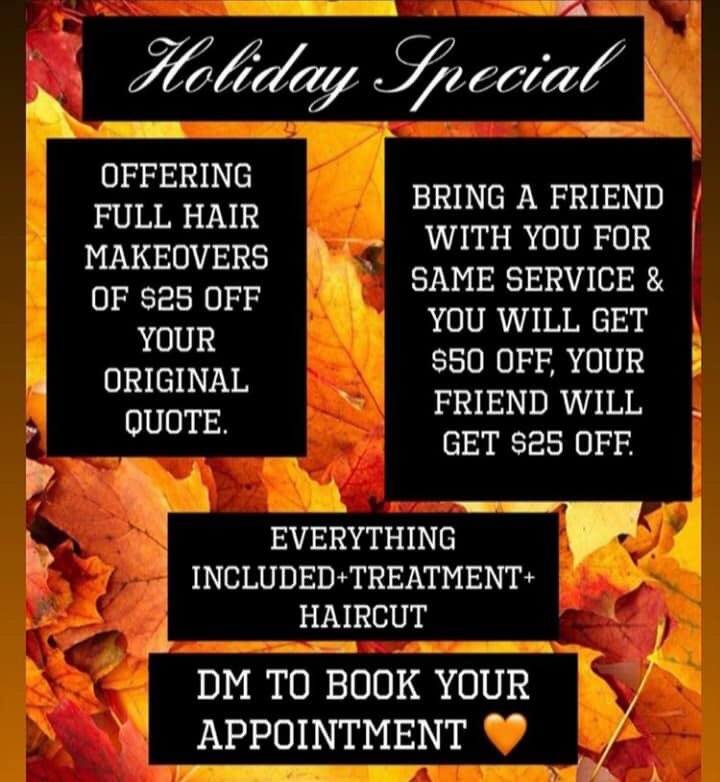 princesssnora's tweet photo. Running a holiday special for the month of November and December. Message me to book an appointment 😊 https://t.co/r9zW30QsE7