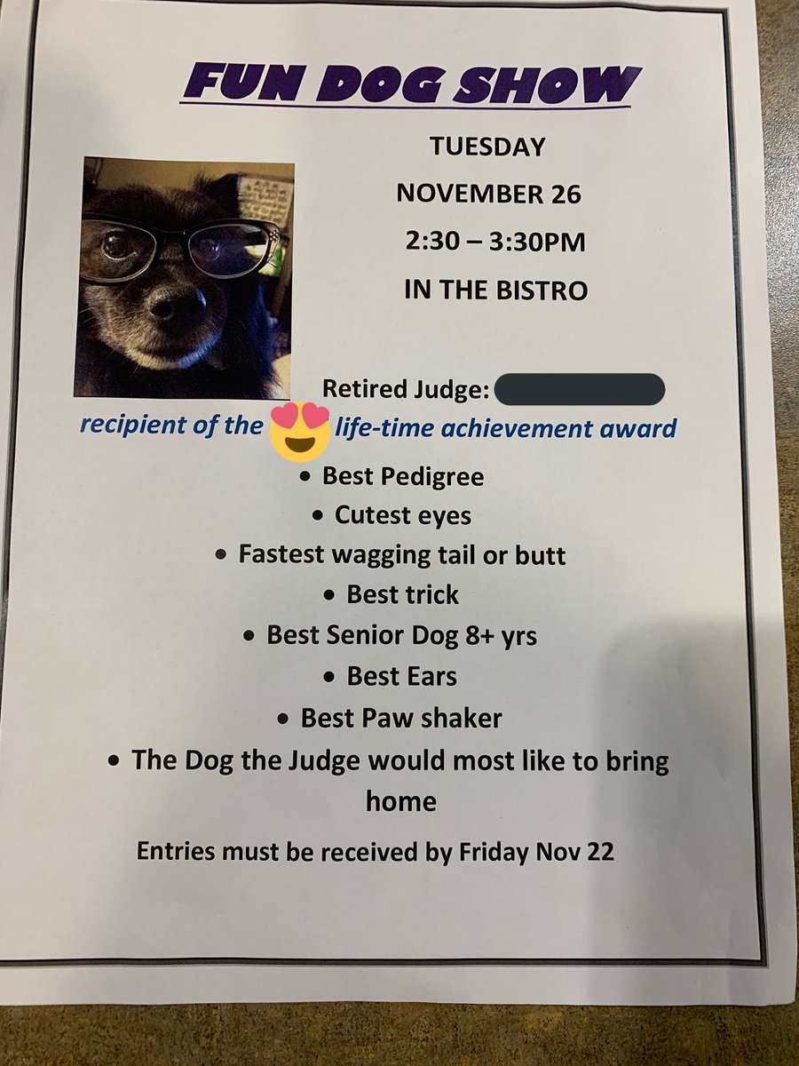 leahgregg's tweet photo. The care home my dad lives in is having a dog show. The categories are 😍. Will keep y’all posted on how #MisoCorgi preforms. https://t.co/hAzstPWOi1