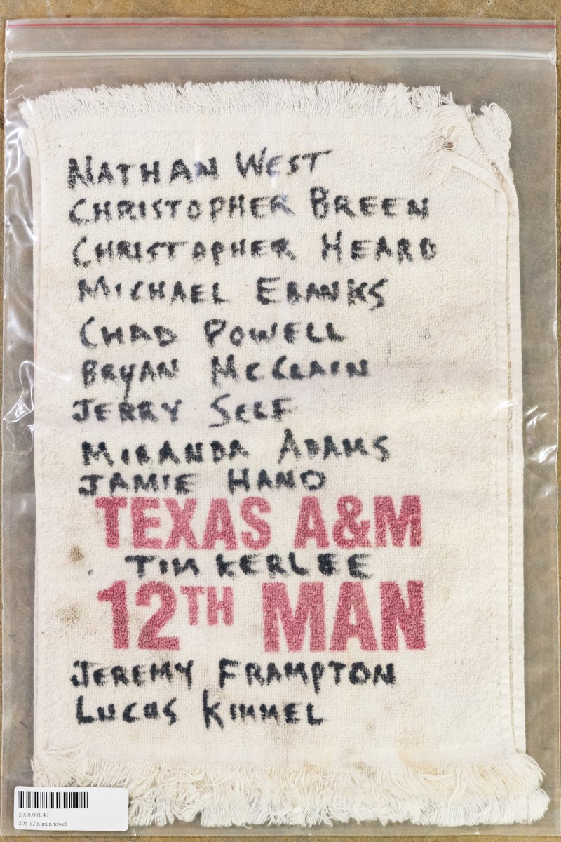 12th man towel with names of all of the aggies we lost