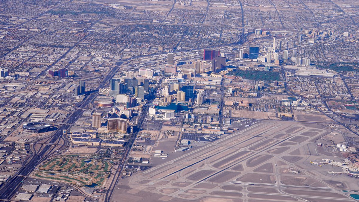 Bioreconstruct Aerial View Of Las Vegas Strip Allegiant Stadium Construction Is Center Left