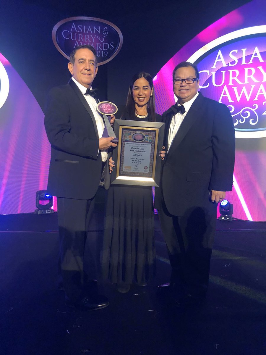 <a href="/romulolondon/">Romulo Cafe London</a> has just won #Filipino Restaurant of the Year <a href="/AsianCurryAward/">Asian Curry Awards</a> here at <a href="/Grosvenor_House/">JW Marriott Grosvenor House</a>. We’re so thrilled! A win for fine Filipino cuisine! Congratulations <a href="/cjpjoseph/">cjofuk</a> <a href="/rowenalondon/">Rowena Romulo</a> ❤️🙌🏻🙌🏻 See you in 
#Kensington?