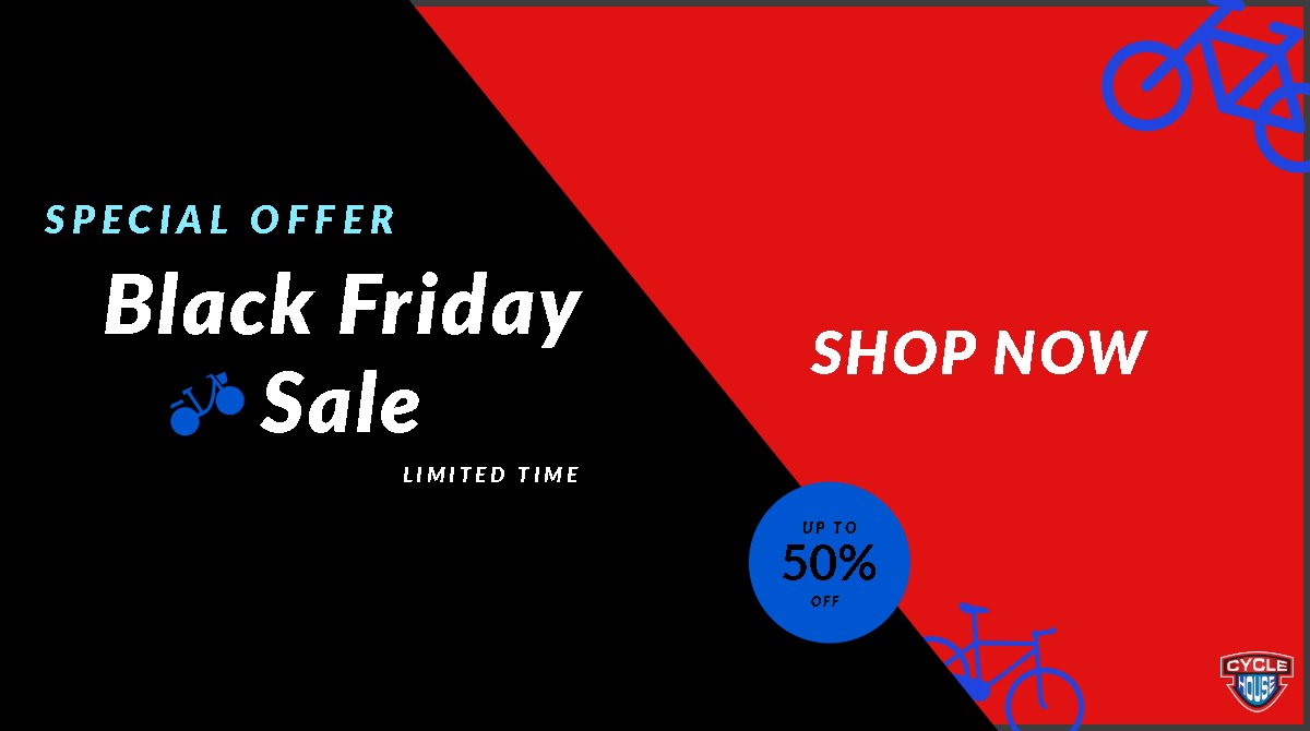 CycleHouseSA's tweet image. Black Friday 2019 deals available now

cyclehouse.co.za/sale/

#Cycling #Sale #BlackFriday #Bicycle