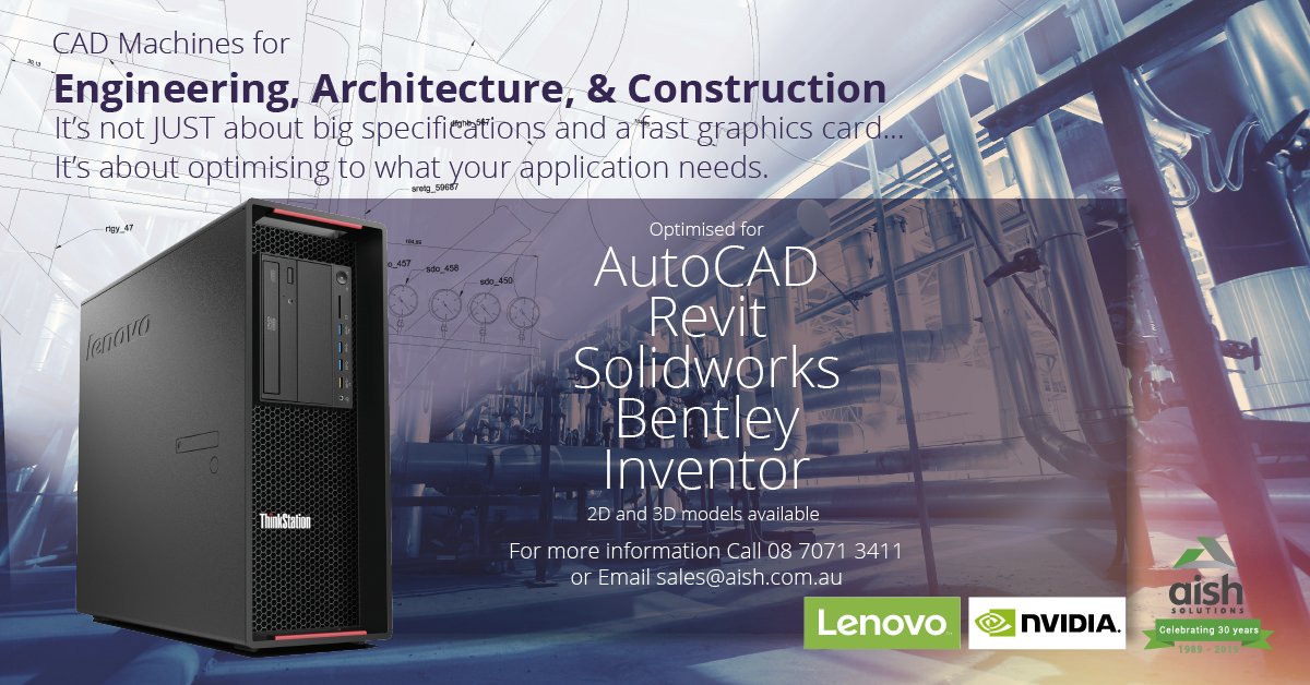 AishSupport's tweet image. Cad machines for #Engineering, #Architecture and #Construction - Contact @AishSolutions, your #Lenovo specialists today! aish.com.au/procurementser…