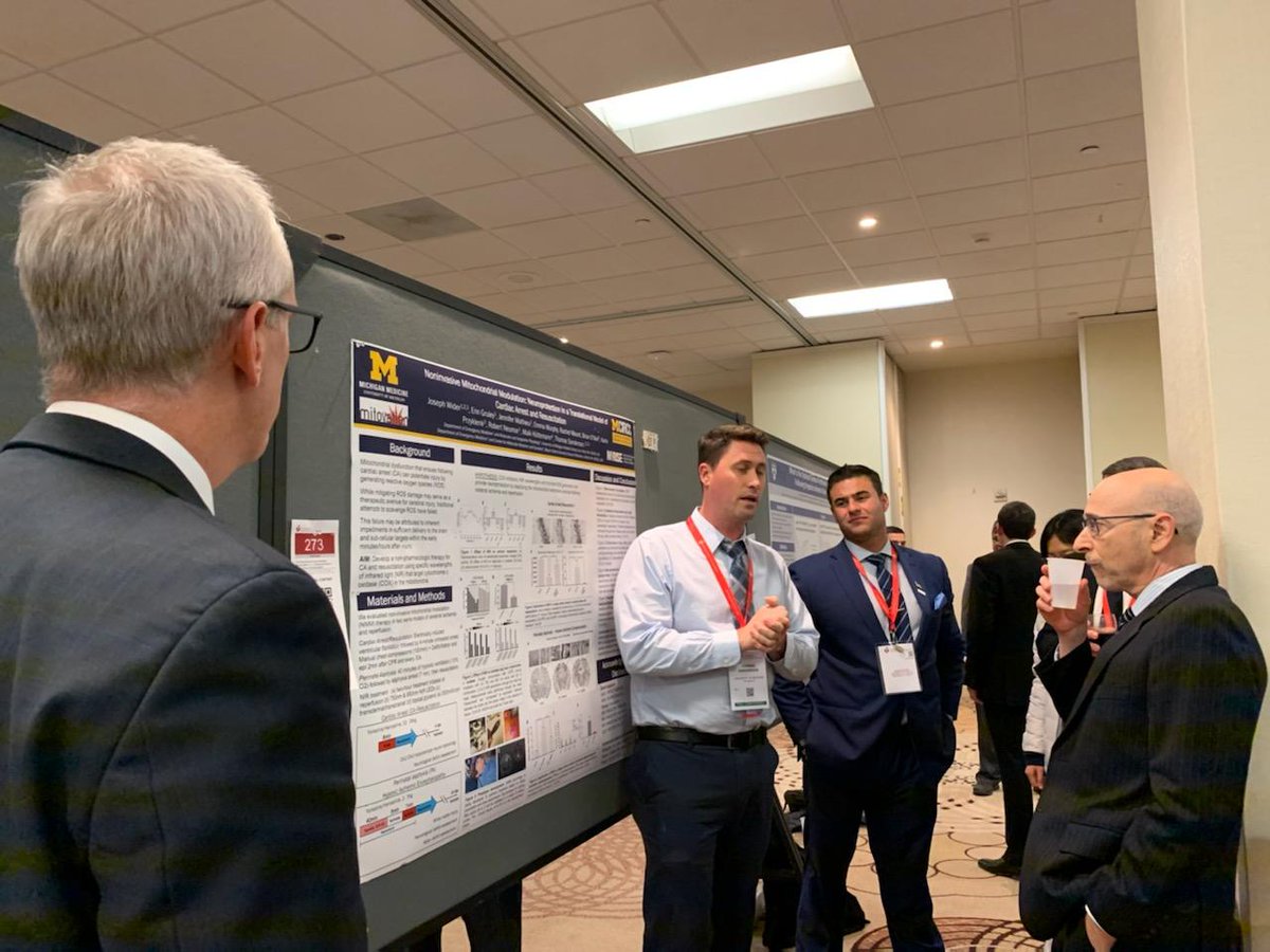 SandersonLab's tweet photo. Presenting our latest research on mitochondrial modulation therapy. #ReSS2019 #AHA2019 @neumar_robert https://t.co/YtlLS8t26C