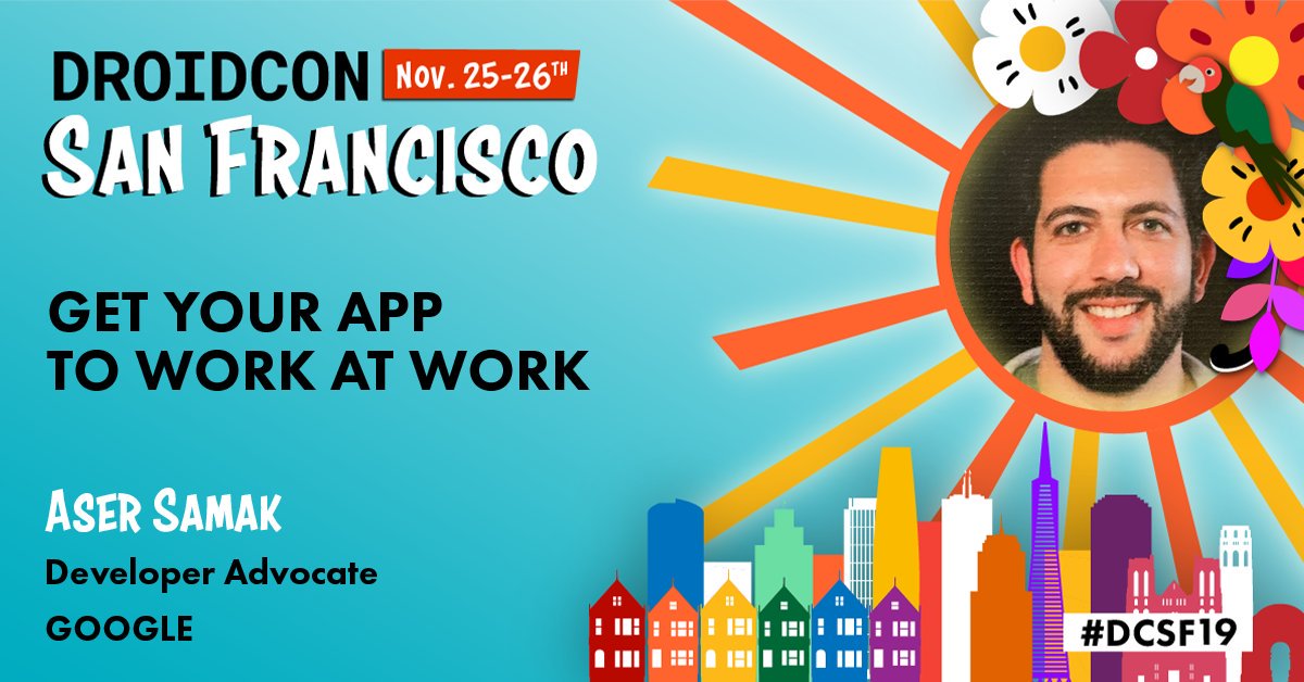 In this session, <a href="/AserSamak/">Aser Samak</a> will cover delivering the best experience for #Android apps running in the enterprise. #DCSF19 Full abstract: ow.ly/7hOk50x8viK