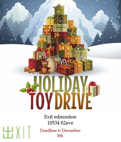 exit_edmonton's tweet image. #EXITEdmonton wishes you all a happy holidays!
To help everyone have a great holiday, we will be hosting a Toy Drive. Bring by a toy for a child in need and enter to win a free game! #whytewishes
The deadline to drop off your toy is December 8th.