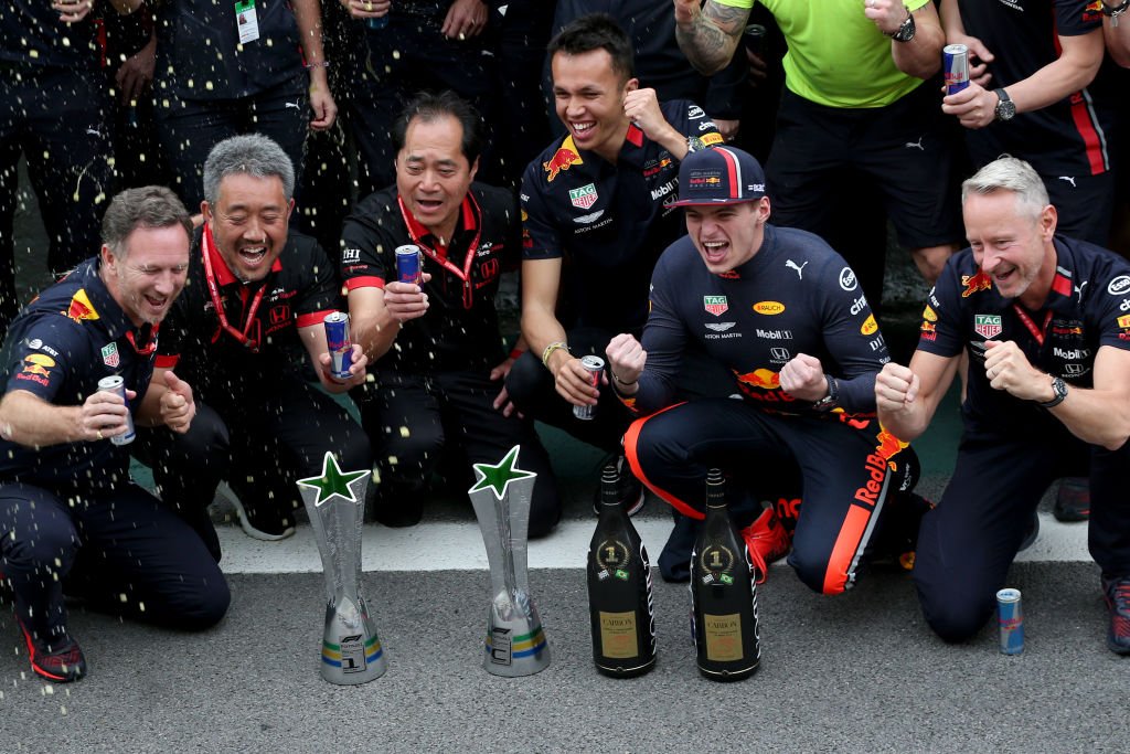Red Bull's Max Verstappen won an incident-packed Brazilian Grand Prix with Pierre Gasly finishing in second. Full story: https://bbc.in/32WhoKx