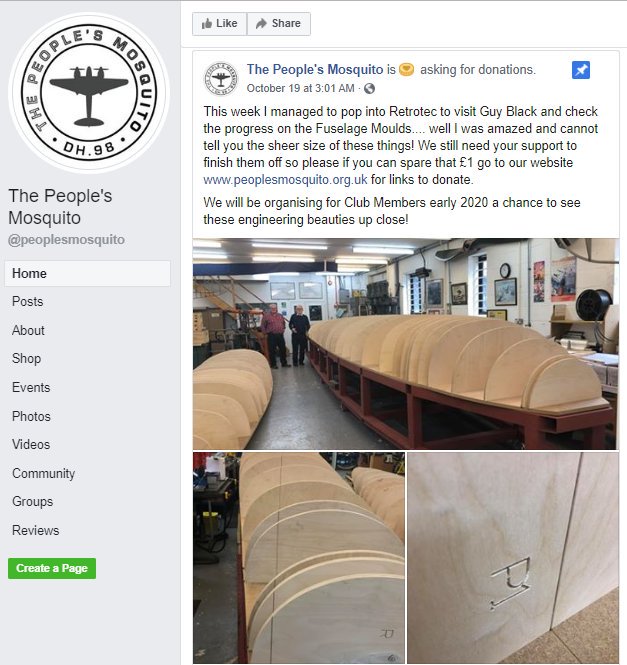 GRossSharp's tweet photo. .@PeoplesMosquito has just announced that #TPMClub Members will have a chance to visit #Retrotec to see progress on building a #Mosquito in #Britain, in early 2020. To join the Members' Club see https://t.co/t6uRVf7bkI #aviation #history #RAF @RAFAssociation @spitfireprxix https://t.co/nRkw3OCBoL