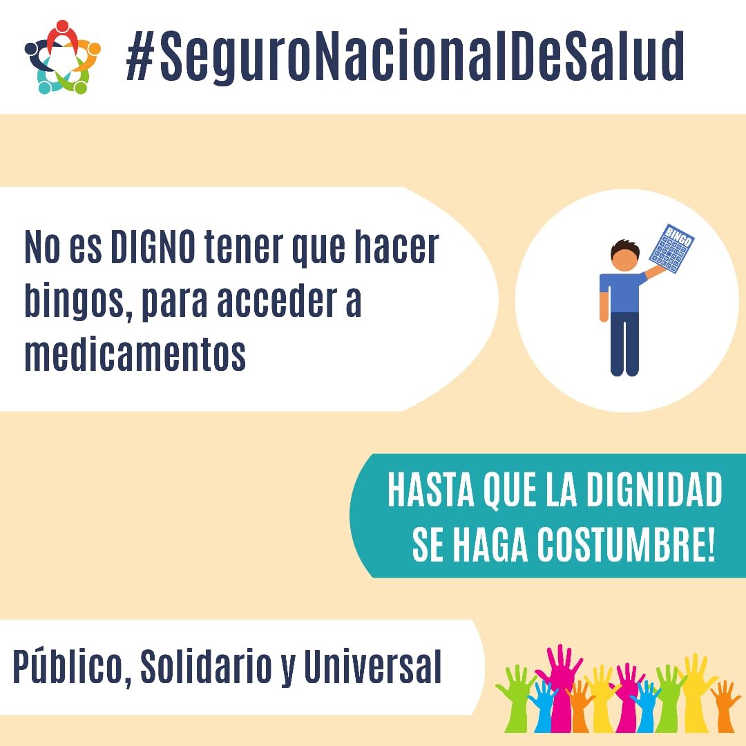 AlianzaPaciente's tweet photo. Ni bingos ni filas de horas para acceder a un derecho. Por un #SeguroNacionalDeSalud que permita mayor cobertura en medicamentos, sin distinguir por capacidad de pago. https://t.co/OL1SGFtAmM