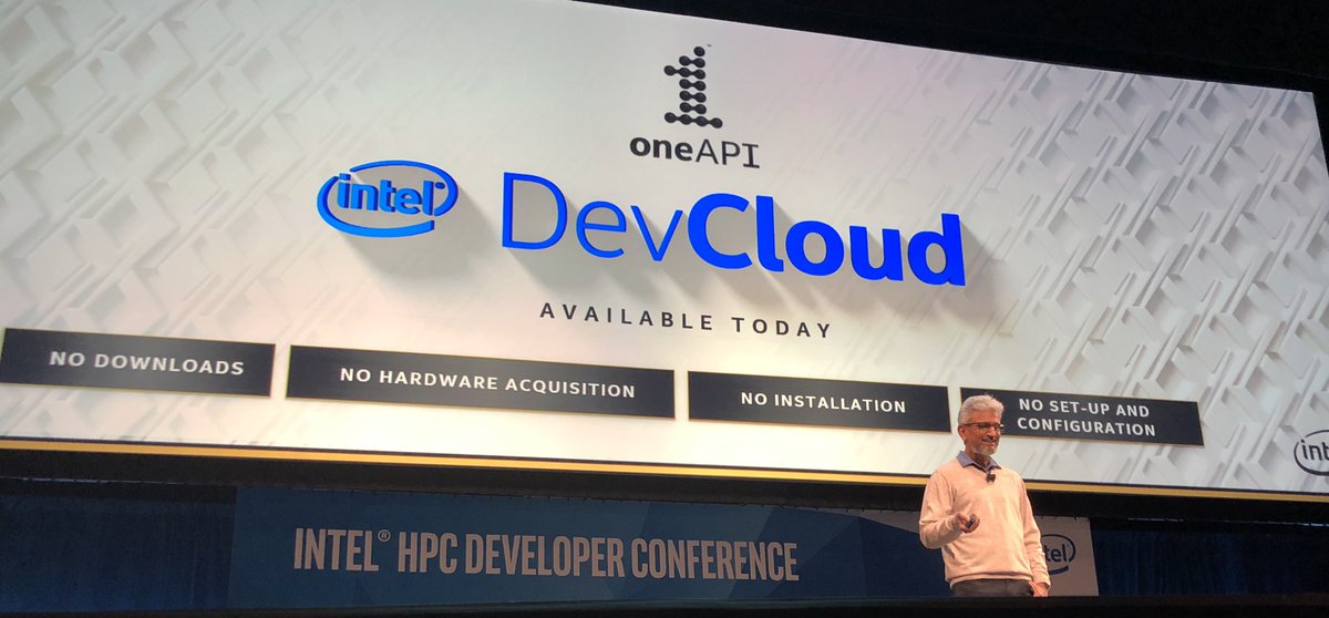 “oneAPI is decades of work, decades of IP from Intel... and I am super excited to announce that the oneAPI public beta is available now for you to download.” – at Ellie Caulkins Opera House
