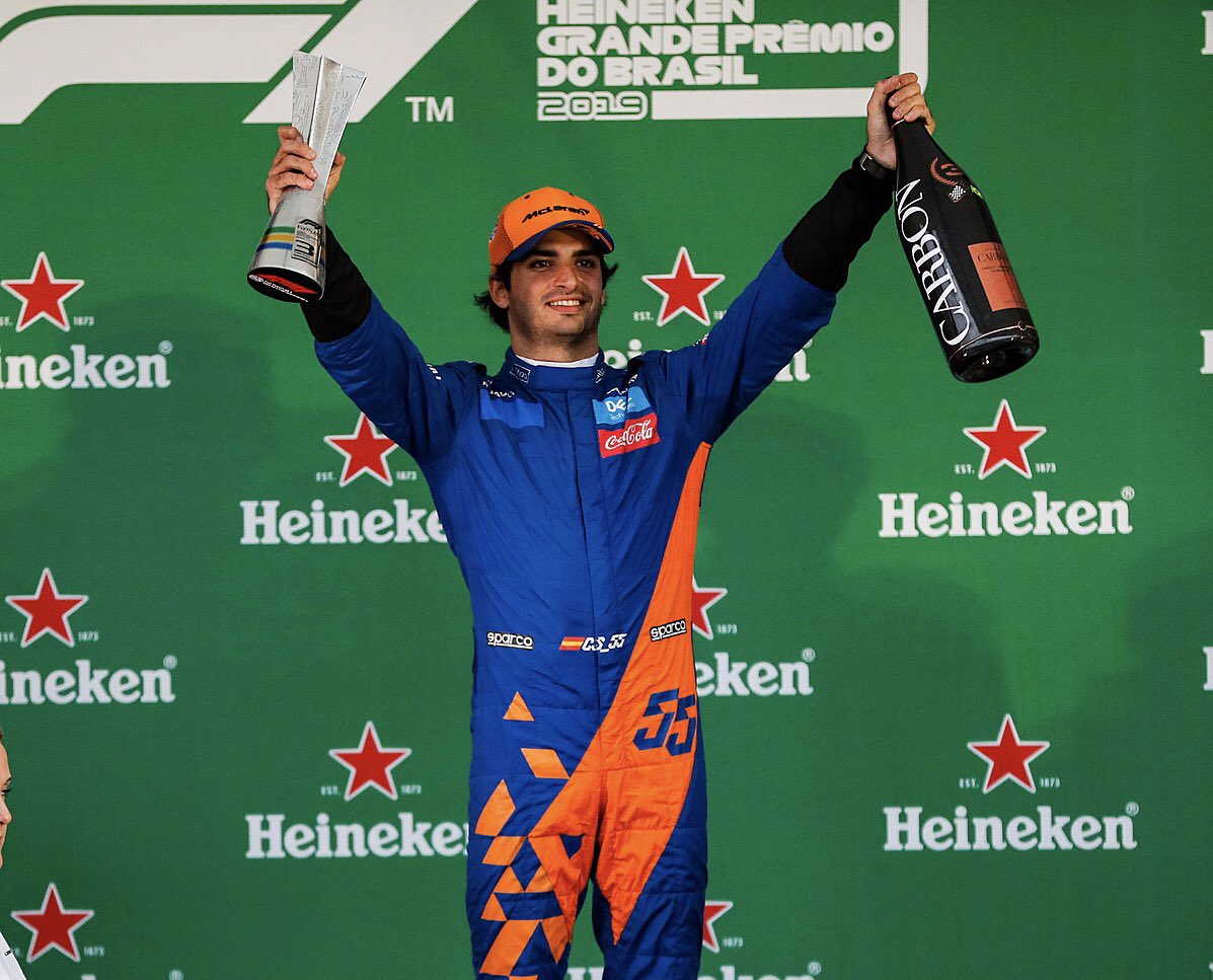 From P20 to P3!! I have never expected my first @F1 podium to be like this. I am extremely happy! Thank you to the whole @McLarenF1 team & everyone involved!! @EG00 #carlossainz #Smoothoperator