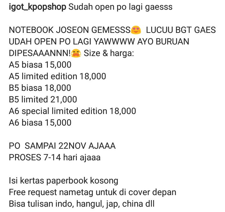 Viviviink's tweet photo. OPEN PO BUKU NOTES JOSEON ERA WARNA BIASA: SIZE A5&amp;A6 15,000  B5:18,000
WARNA LIMITED: A5&amp;A6 18,000 B5:21,000
PO - 22NOV ISI BOOKPAPER KOSONG
ORDER BISA CEK KONTAK DI BIO YA https://t.co/UiDsox08Yf