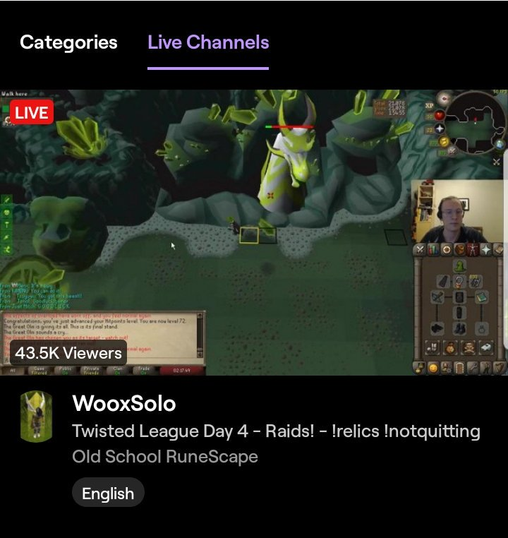 WooxSolo's tweet photo. Very surprised to see myself break my peak concurrent viewer count on Twitch, didn't expect my raid solo to be more exciting than the Inferno release! Thanks to everyone who tuned in! https://t.co/slKsUtckkP
