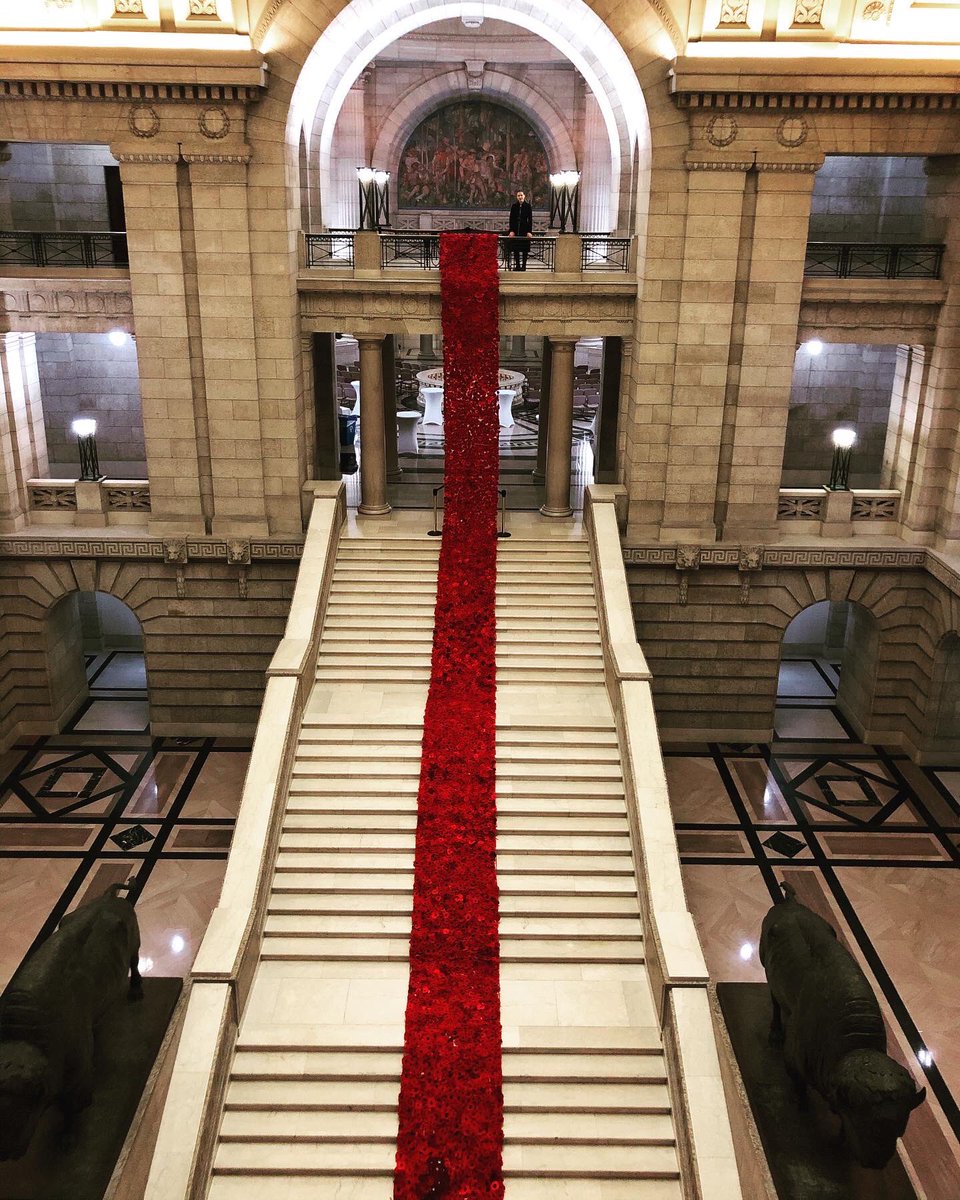 RaquelDancho's tweet photo. Blown away by this incredible piece of art and patriotism. Really glad I had the opportunity to see the Poppy Blanket Project on its last day of display at the Manitoba Legislature. https://t.co/0yNbkhzAkO