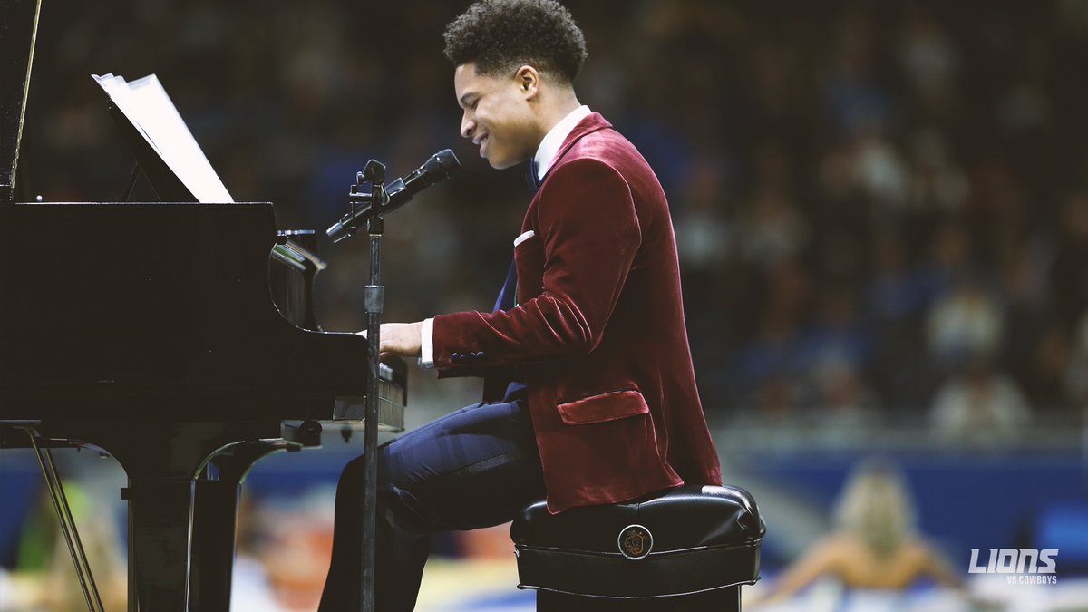 Lions's tweet photo. Special thanks to Caleb Carroll for his amazing military tribute performance! #SaluteToService https://t.co/oj8wUioujM