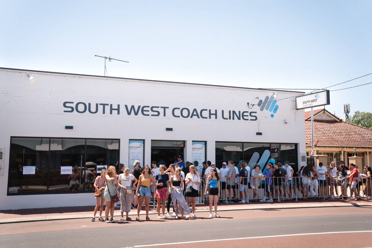 Leavers arrived in the South West over the weekend! South West Coach Lines Staff are doing incredible job selling thousands of wristbands to leavers. They'll be open to accommodate late arrivals through the whole week! #leaverswa #schoolies #schoolies2019 #leavers2019