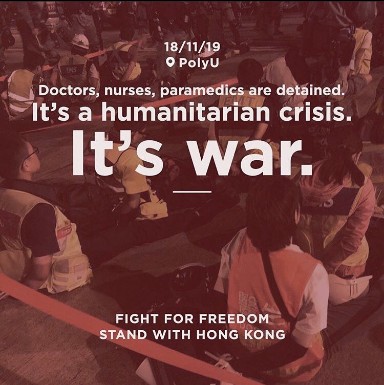loyuelam's tweet photo. #HongKongProtesters 
#HongKongPoliceTerrorism 
#PolyUHK 
#neverforgive
#neverforget
See how did the popo treat the HK students , doctors and nurses on 18Nov.
Pray for poly🙏🏽 https://t.co/5DrTf4IZIN