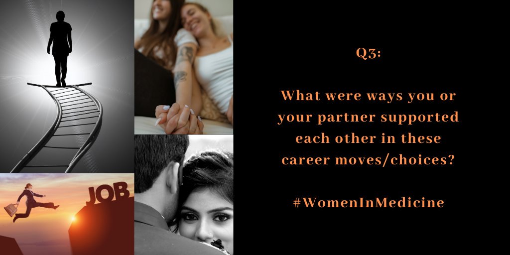 Great answers everyone, now it's time for Q3: What were ways you or your partner supported each other in these career moves/choices?

#WomenInMedicine