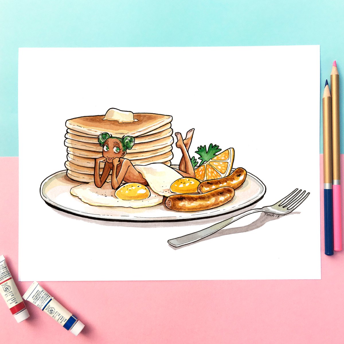 tunayo's tweet photo. shop update live!! featuring food girl prints, as well as the OOAK originals! 🍔 new stickers and bea, haunted preorders also up! https://t.co/7kdO3ygOyQ https://t.co/IY0ulcBepa