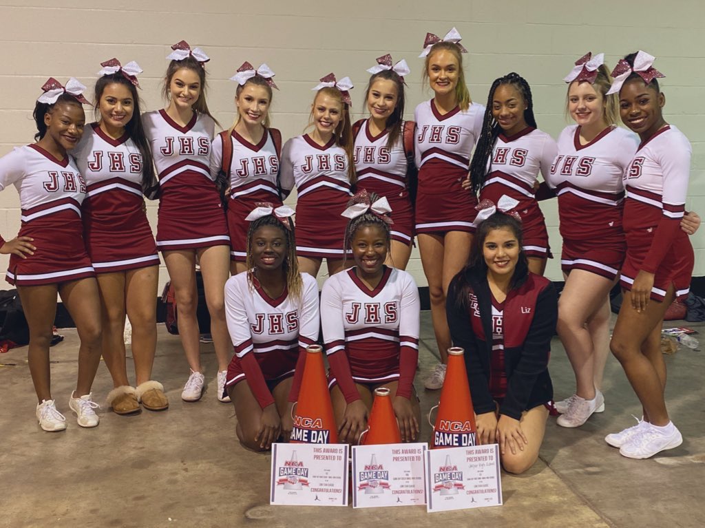 JHS CHEER won 1st place in both Band Chant and Fight Song and 2nd in Game Day Cheer. Way to go girls!!