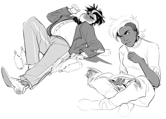 doodles from tonight: Percy but miserable and drunk, and Iris 