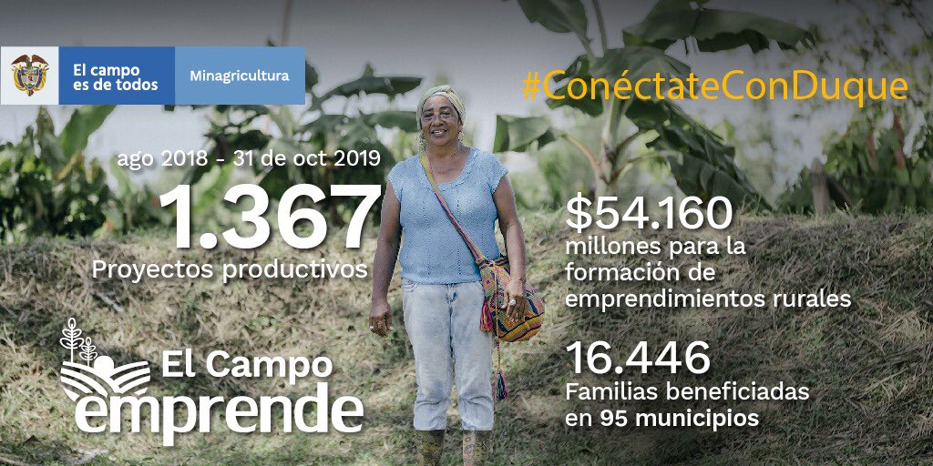 AndrsValencia9's tweet image. Destinamos $54.160 millones para la cofinanciación directa en la implementación de planes de negocio de 1.367 emprendimientos rurales, beneficiando a 16.446 familias con proyectos productivos en 95 municipios. #ConéctateConDuque