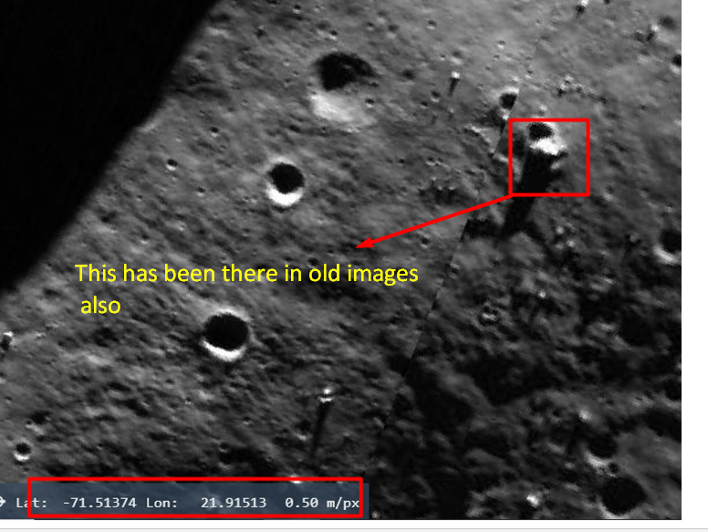 Ramanean's tweet photo. @dynamics_space @LRO_NASA @NASA @isro So what is this? I believe it's a man made object or alien made object which crashed on the moon :D 

#AlienSpaceCraft
#AlienonMoon

@NASA @LRO_NASA  Can you answer? https://t.co/81FgBflzpd