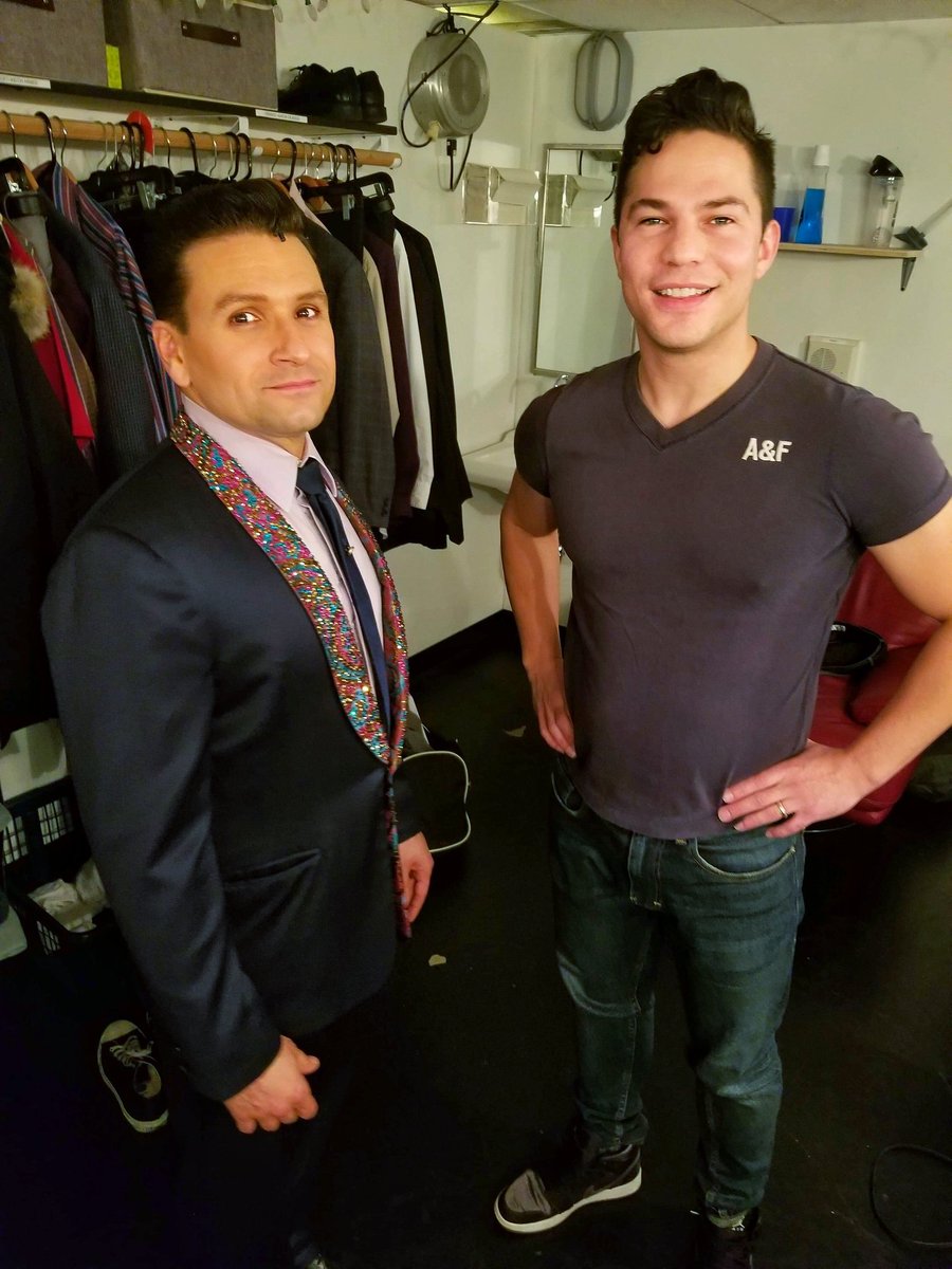 thatmigueljam's tweet photo. Checking in with Aaron DeJesus to make sure he's healthy at intermission. I take my job as a standby very seriously. #jerseyboys #backstage #intermission #dressingroom https://t.co/2b8MoFASE5