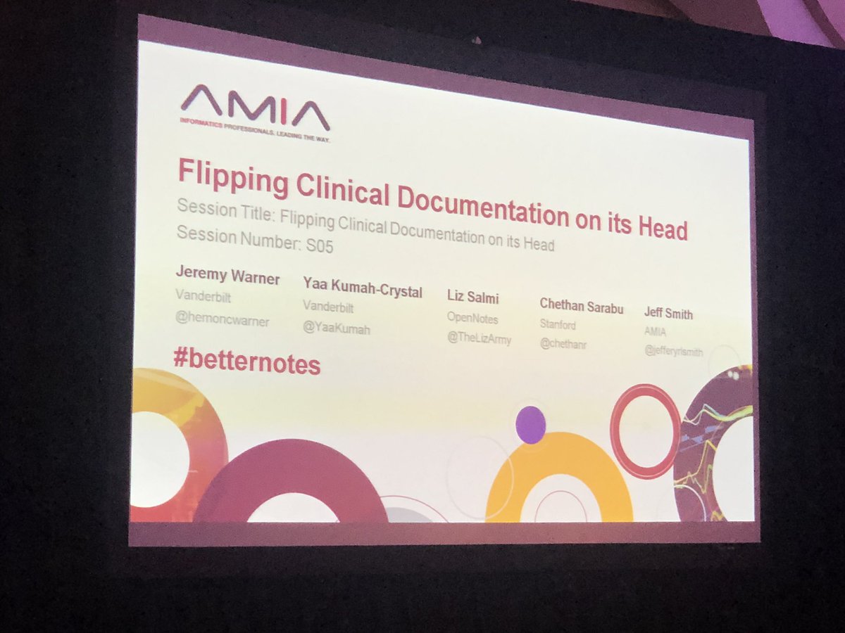 TheLizArmy's tweet image. Have strong feelings about clinical documentation like @shamapatel? 

Hashtag #betternotes started today as an attempt to aggregate a long lasting conversation on this topic way after #AMIA2019.

📷: @calonghurst #hitsm #healthIT