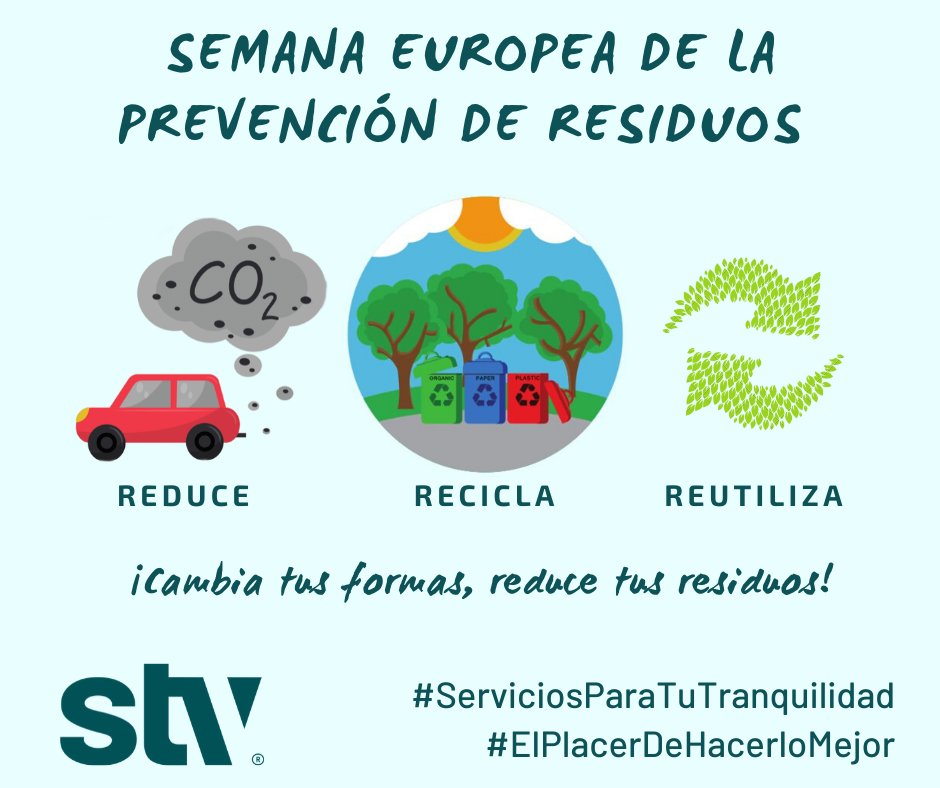 stvgestion's tweet image. 📍 Comienza la Semana Europea de la Prevención de Residuos #europeanweekforwastereduction 🇪🇺♻️

En #STV estamos implicados con Reducir, Reciclar y Reutilizar.

✅¡Cambia tus formas, reduce tus residuos!

#STVGestión #ServiciosParaTuTranquilidad #ElPlacerDeHacerloMejor @2EWWR
