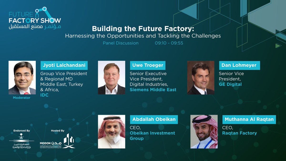 modon_ksa's tweet photo. Happening now, a panel discussion titled “Achieving the Industrial Vision – Initiatives, Opportunities and Challenges”
#Future_Factory_Show
#MODON https://t.co/pGM8Z3yQWJ